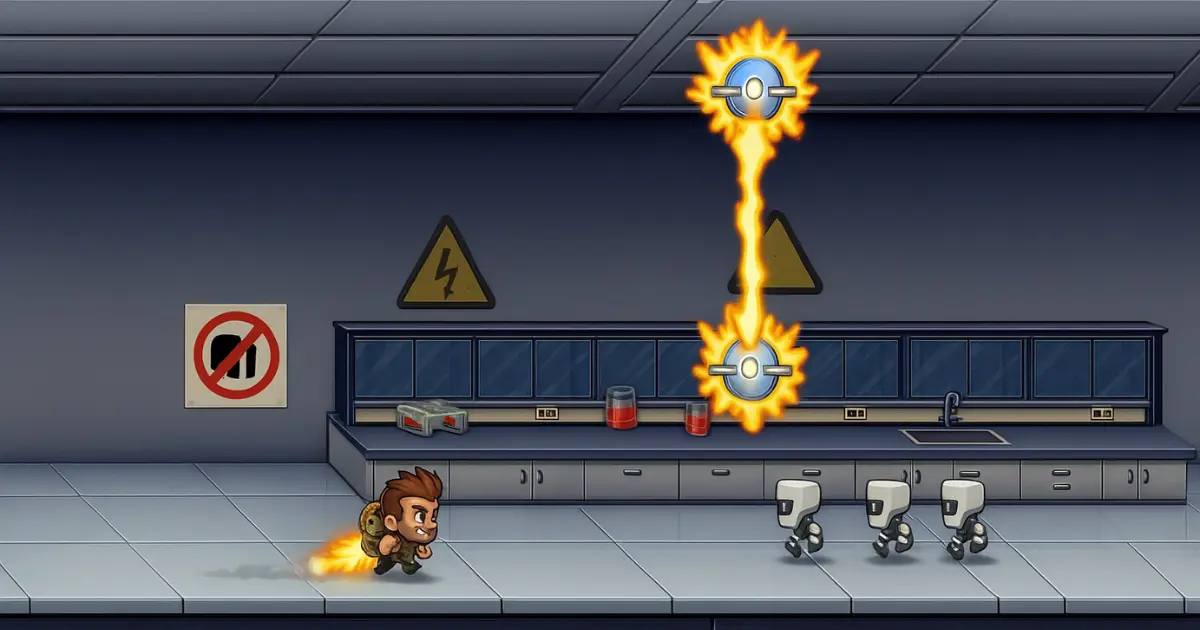 Vehículos y power-ups en acción dentro de Jetpack Joyride